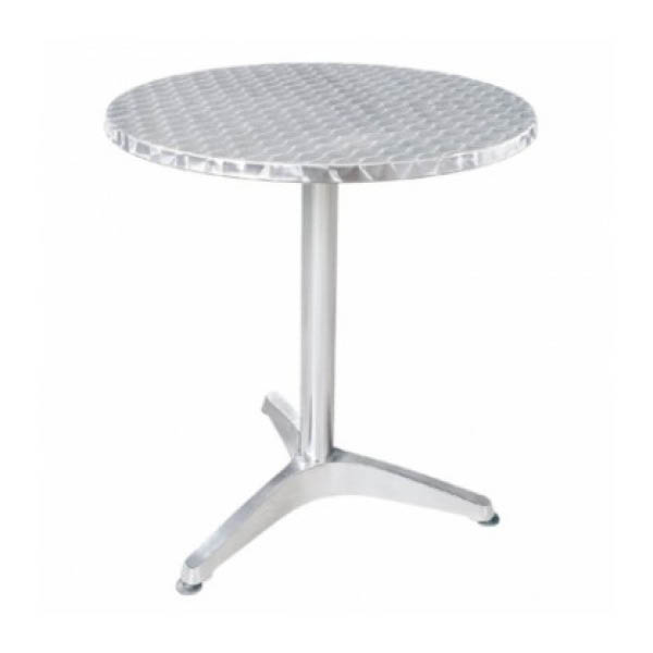 Table cadix h75 pieds aluminium - ø60 plateau gris métal