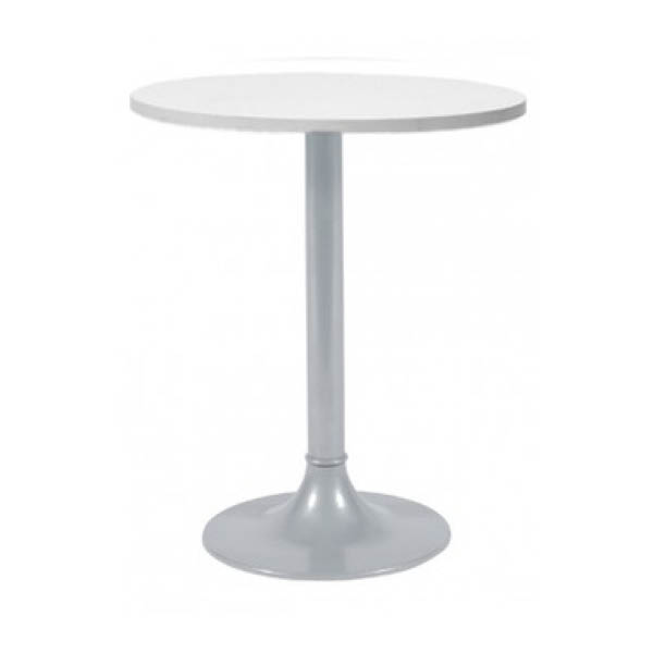 Table clio h75 pied aluminium - ø60 plateau blanc