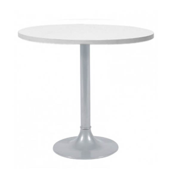 Table clio h75 pied aluminium - ø80 plateau blanc
