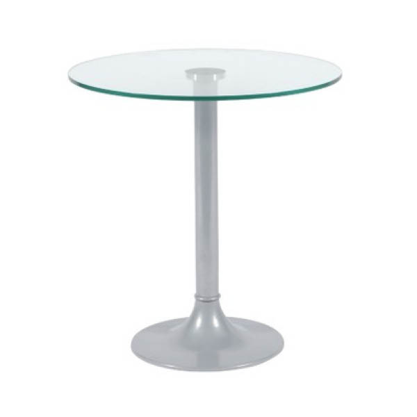 Table clio h75 pied aluminium - ø70 plateau verre clair