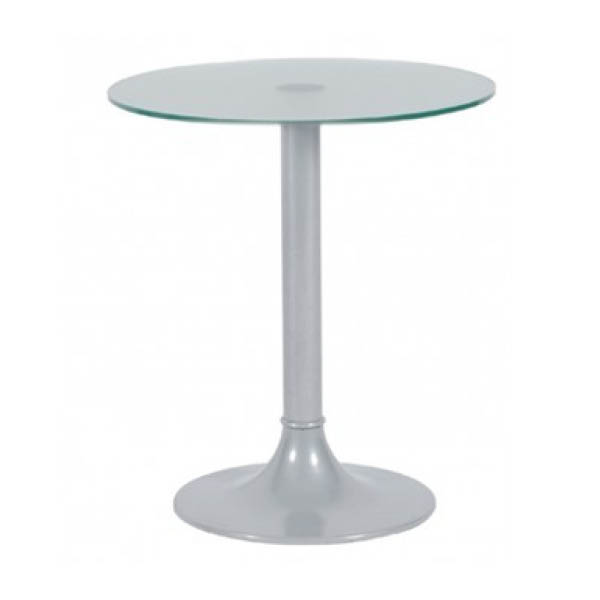 Table clio h75 pied aluminium - ø60 plateau verre dépoli