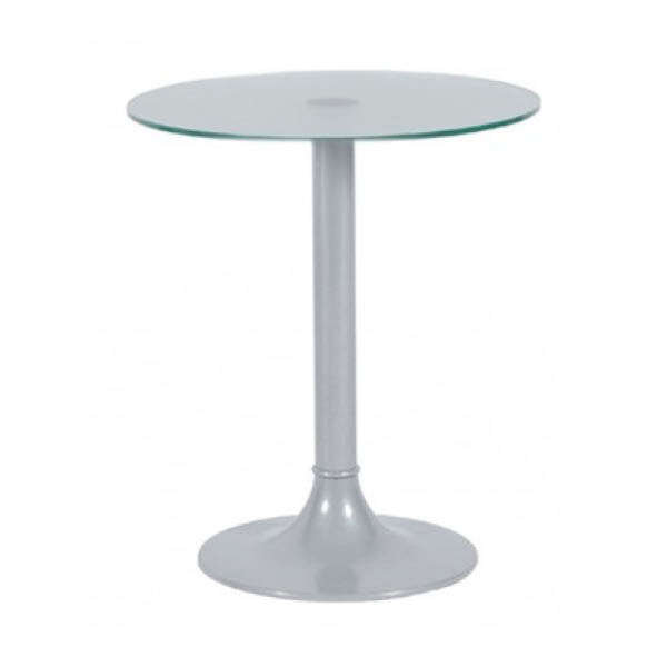 Table clio h75 pied aluminium - ø70 plateau verre dépoli