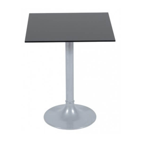 Table clio h75 pied aluminium - 60x60 plateau en verre noir