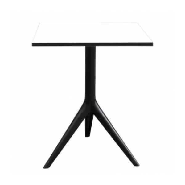 Table lima h75 pieds vondom noir à 3 branches - 60x60 plateau blanc