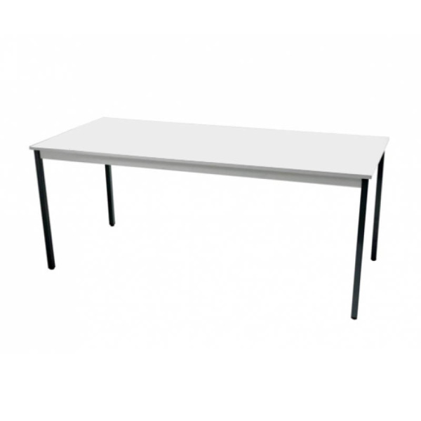 Table palma h75 pieds métal gris - 180x80 plateau blanc