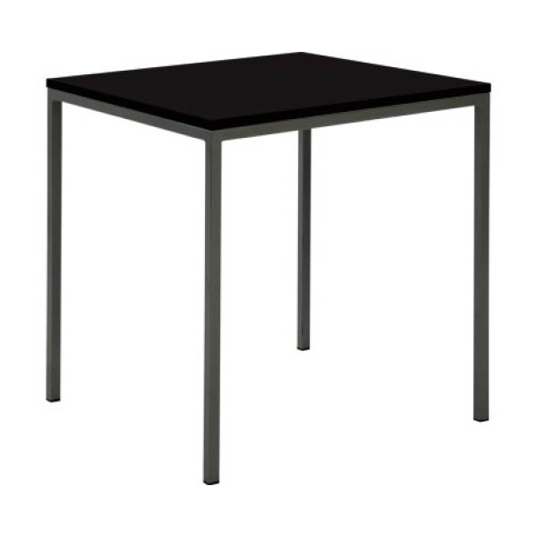Table alba h75 pieds métal gris - 70x70 plateau noir