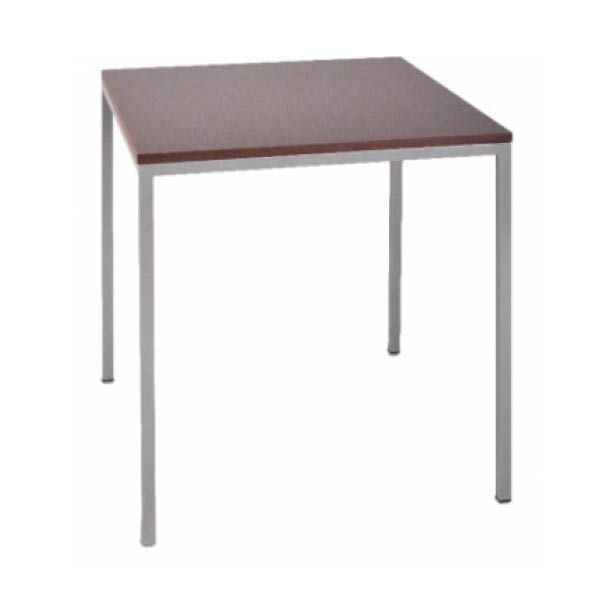 Table alba h75 pieds métal gris - 70x70 plateau wengé
