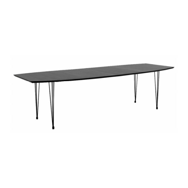 Table riga h75 pieds métal noir - 220x100 plateau noir