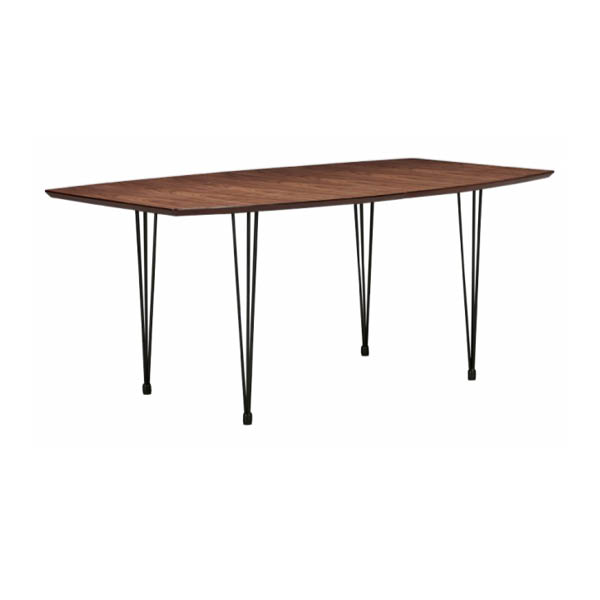 Table riga h75 pieds métal noir - 170x100 plateau noyer