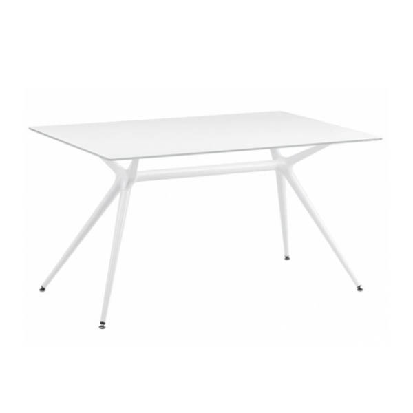 Table metropolis h74 pieds aluminium blanc laqué - 160x90 plateau blanc
