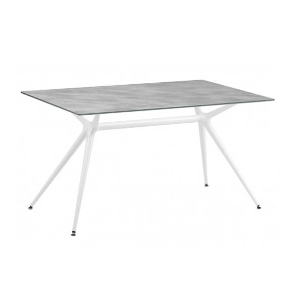 Table metropolis h74 pieds aluminium blanc laqué - 160x90 plateau ciment