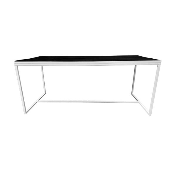 Table dinner h70 pieds acier noir - 180x80 plateau blanc