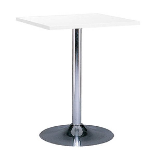 Table trévise h70 pied chrome - 80x80 plateau blanc