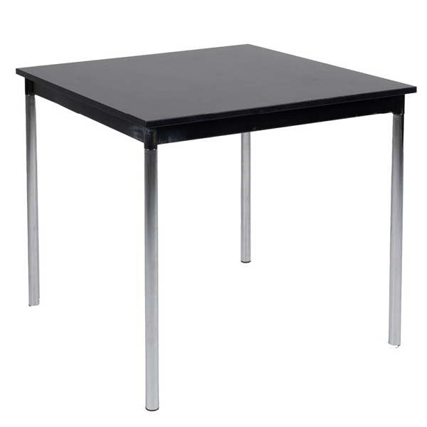 Table medola  h70 pieds chrome - 60x60 plateau noir