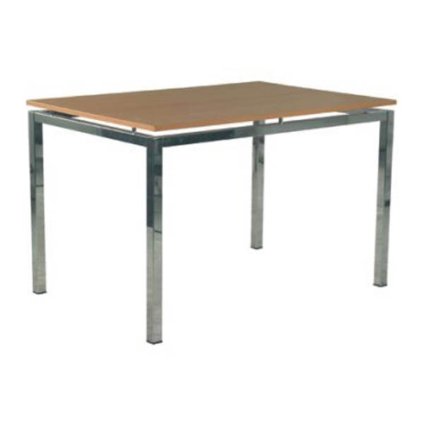Table venezia  h70 pieds chrome - 80x80 plateau hêtre