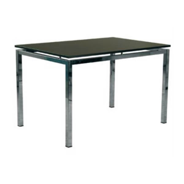 Table venezia  h70 pieds chrome - 150x80 plateau noir