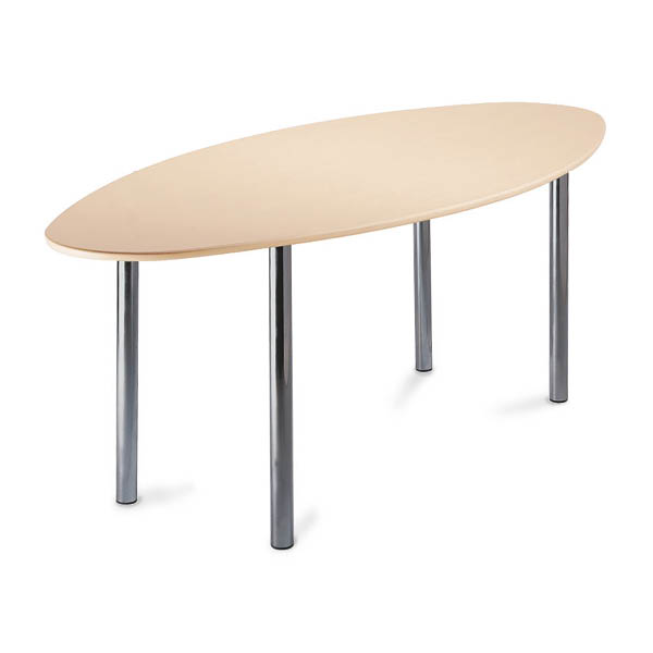 Table dauphine h74 pieds chrome - 200x100 plateau naturel oval