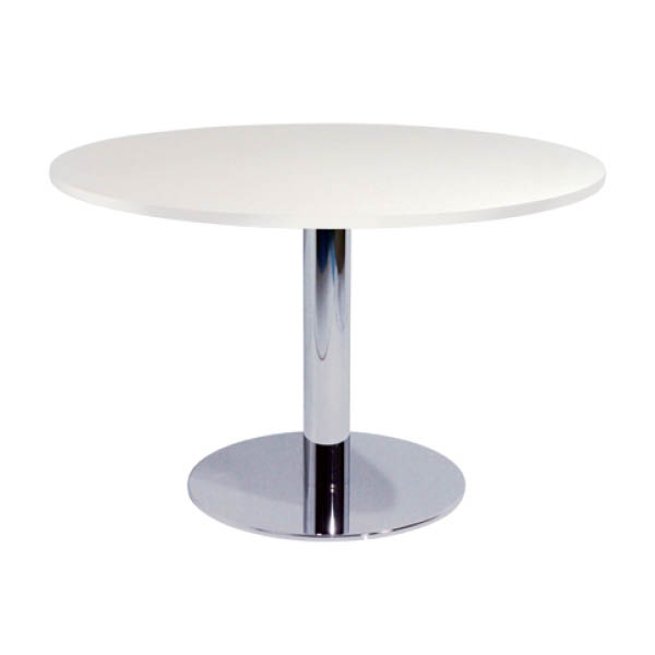 Table matteo h74 pieds chrome - ø100 plateau blanc