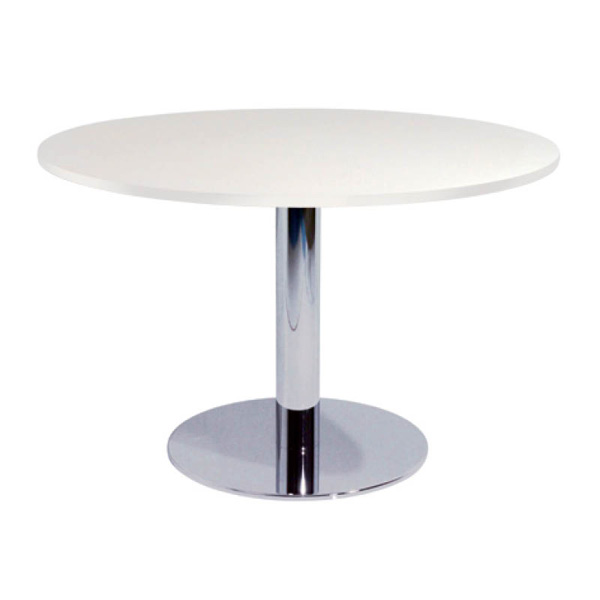 Table matteo h74 pieds chrome - ø120 plateau blanc