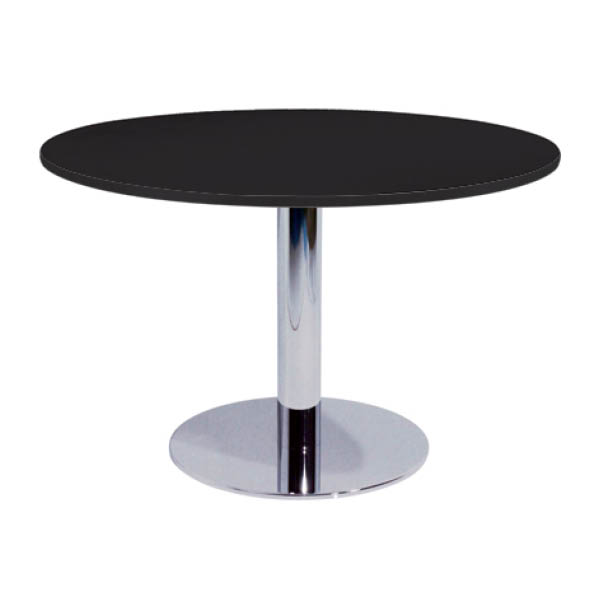 Table matteo h74 pieds chrome - ø100 plateau noir
