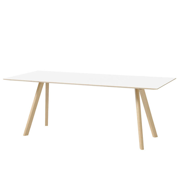 Table copenhage h74 pieds bois - 200x90 plateau blanc