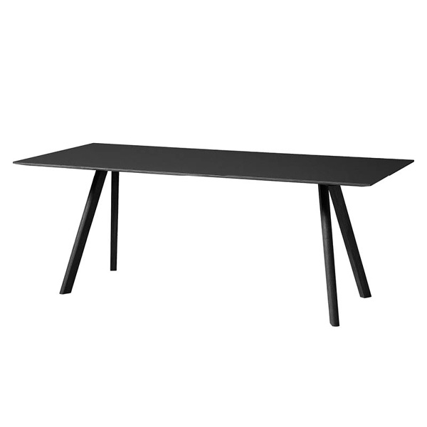 Table copenhage h74 pieds bois - 200x90 plateau noir