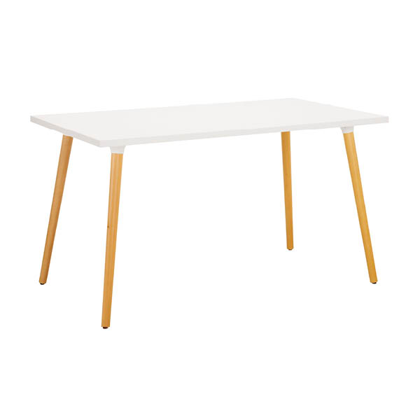 Table moema  h70 pieds bois - 140x80 plateau blanc
