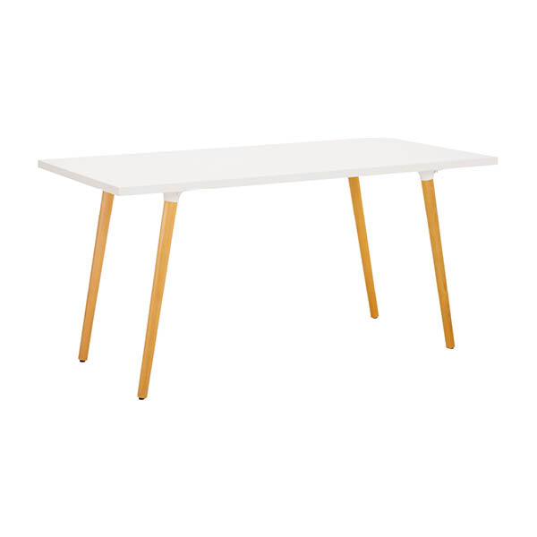 Table moema  h70 pieds bois - 160x80 plateau blanc